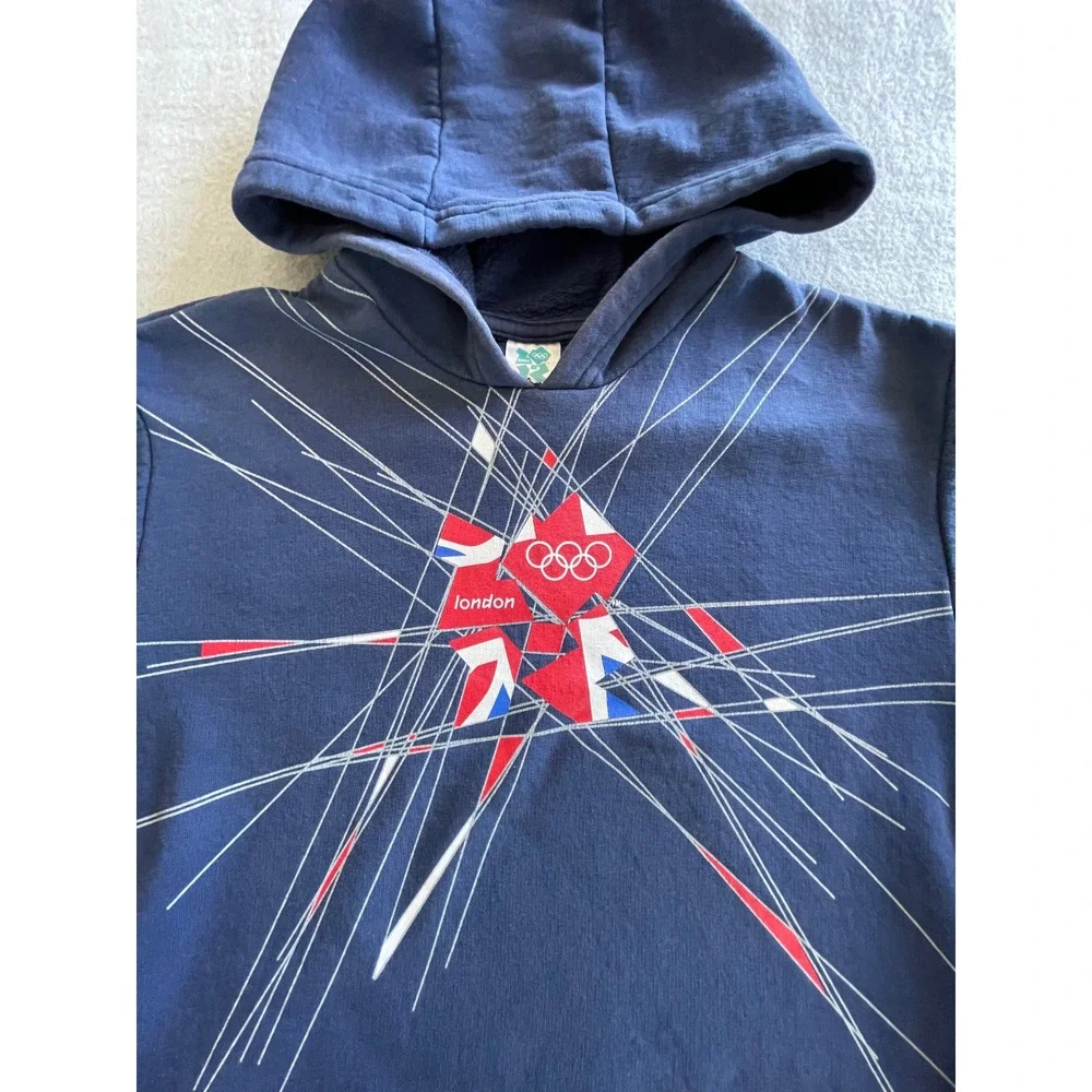 Adidas London 2012 Olympic Games Hoodie Navy Blue Graphic‎ Pullover Mens Small